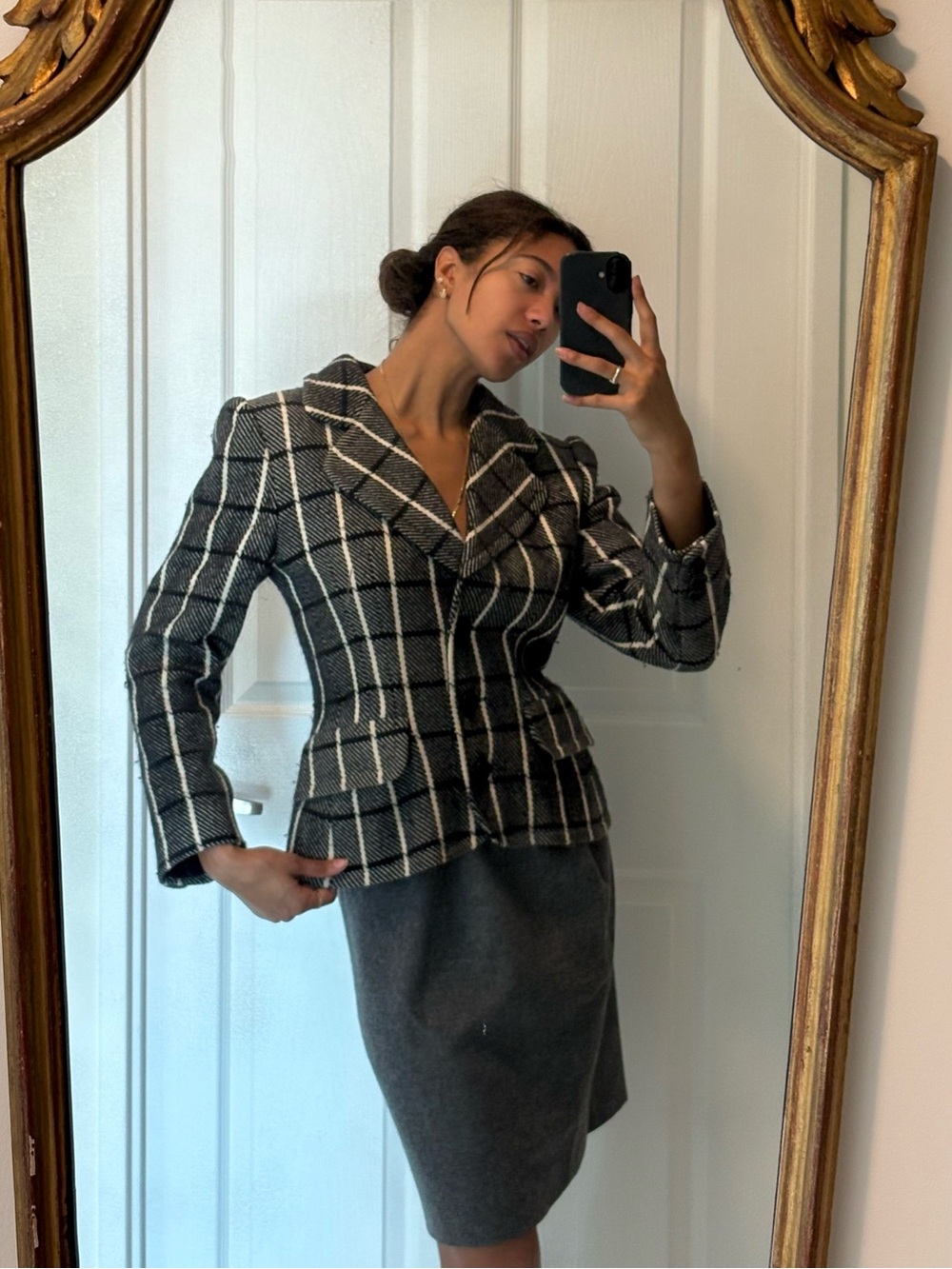 Givenchy will Classic Black & White Windowpane Blazer Jacket and skirt